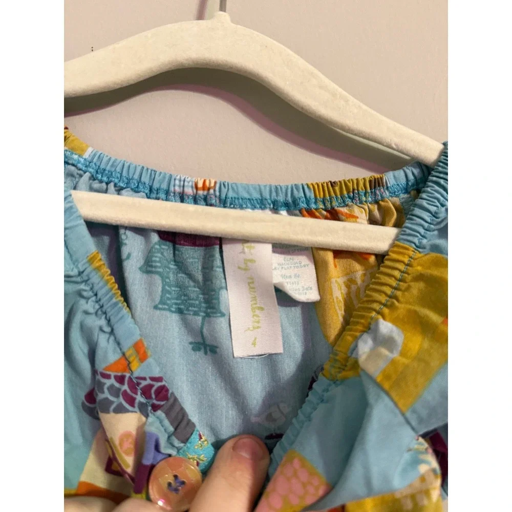 Matilda Jane Blue Yellow Farmhouse House Print Girls Dress Size 4 Flutter Sleeve